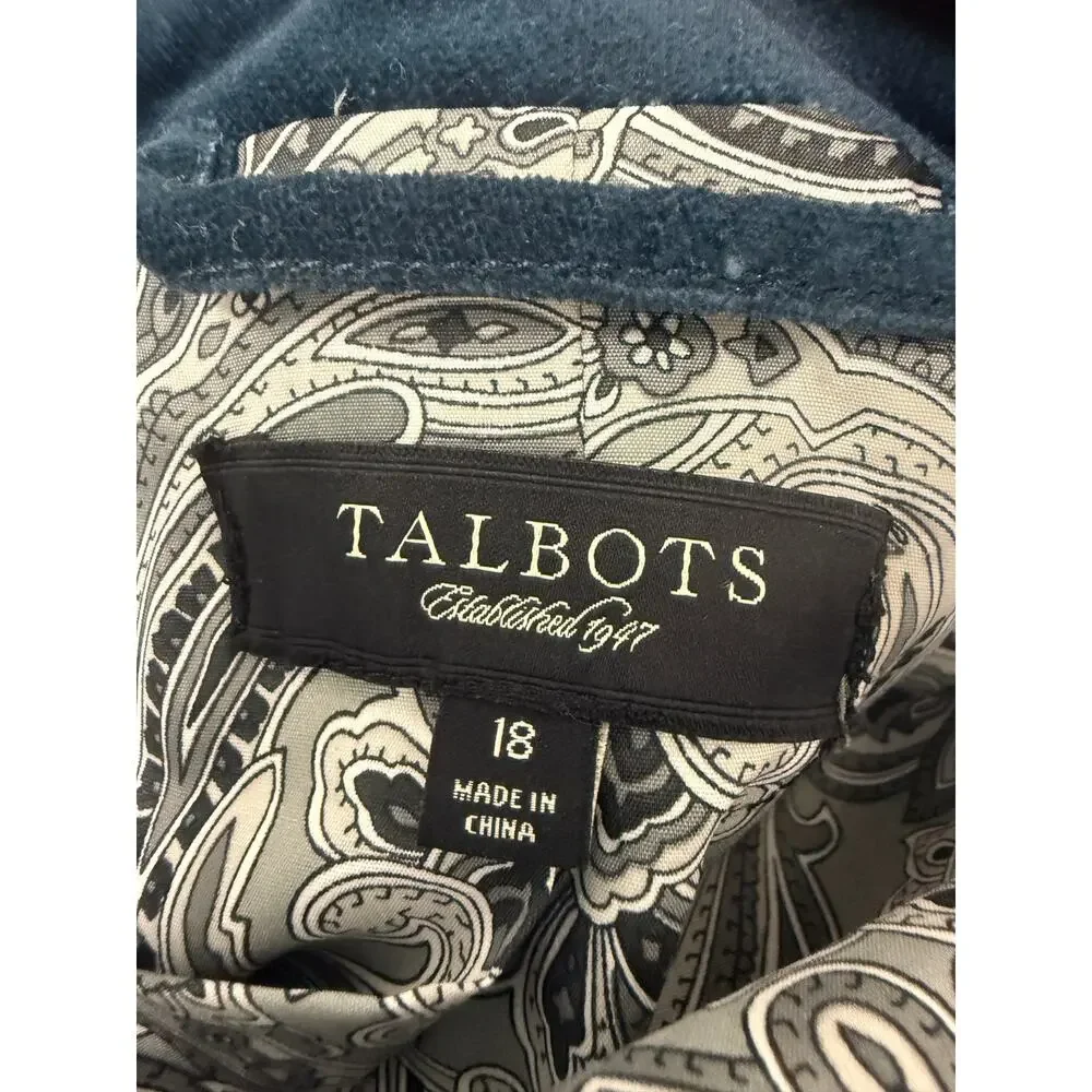 Talbots Women’s Size 18 Velvet Teal Green Blazer with Flap Front Pockets - Picture 4 of 5